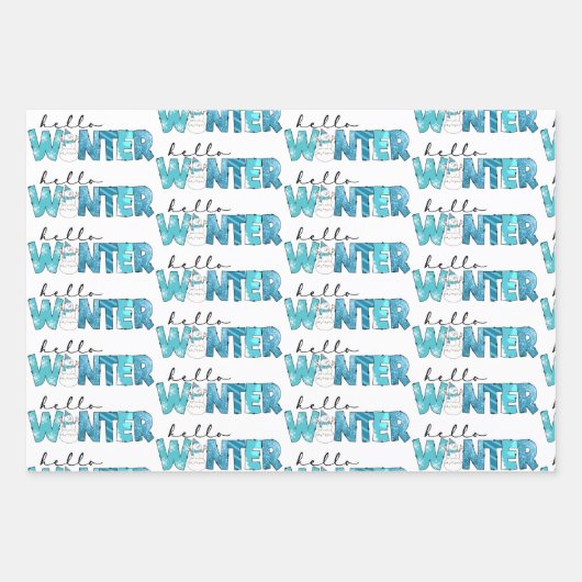 Feuille De Papier Cadeau Bonjour Winter Snowman Personnaliser (Devant 3)