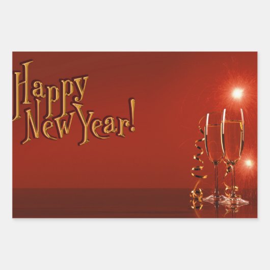 Feuille De Papier Cadeau Bonne année (Devant 3)