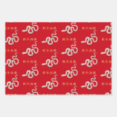 Feuille De Papier Cadeau "Bonne année" en chinois serpent 2025 (Devant)