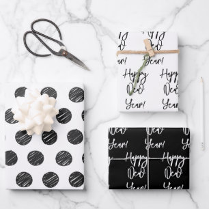 Feuille De Papier Cadeau Bonne année ! Texte moderne Pois artistique