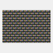 Feuille De Papier Cadeau Bonne Anniversaire Typographie simple (Devant 3)