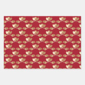 Feuille De Papier Cadeau Bonne Fortune 2023 Nouvel An Chinois Or Rouge (Devant)