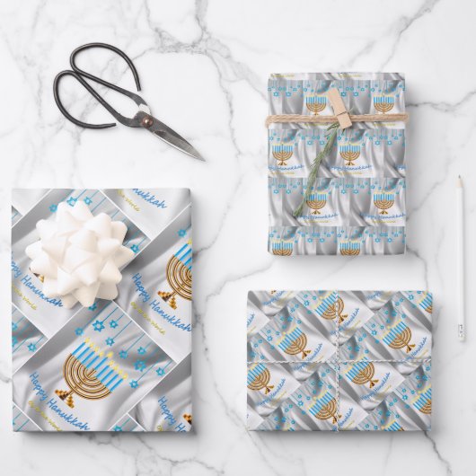 Feuille De Papier Cadeau Bonne Hanoukka (Recto)