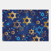 Feuille De Papier Cadeau Bonne Hanoukka Menorah Juive Étoile Bougies (Devant)