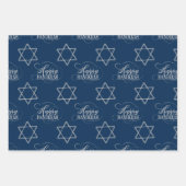 Feuille De Papier Cadeau Bonne Hanoukka Star de David Classic Silver Navy (Devant)