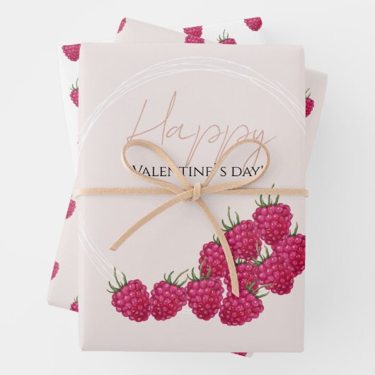 Feuille De Papier Cadeau Bonne Saint Valentin Raspberries Aquarelle (En situation)