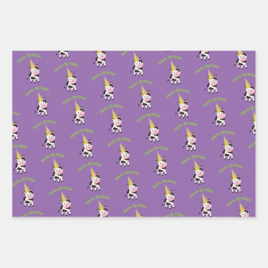 Feuille De Papier Cadeau Bonne vache fête d'anniversaire (Devant)