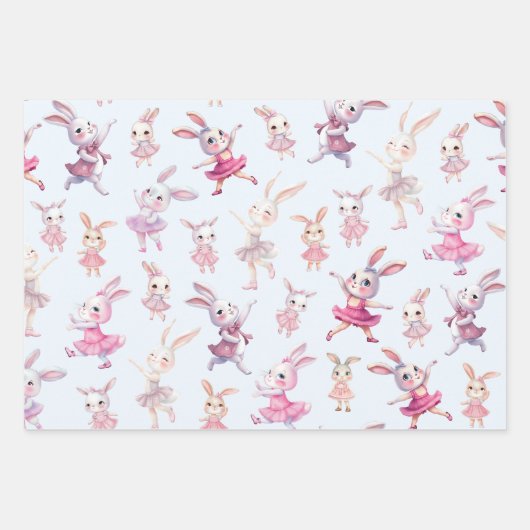 Feuille De Papier Cadeau Bonnets roses mignons Motif dansant (Devant 3)