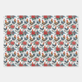 Feuille De Papier Cadeau Bons poulets de Noël (Devant 3)