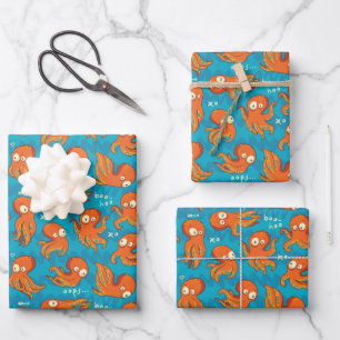 Feuille De Papier Cadeau Boo Octopus Cute Orange Enfants Vêtements & Décor