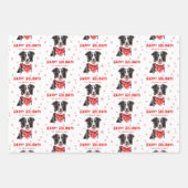 Feuille De Papier Cadeau Border Collie Red Heart Bandana Christmas (Devant 2)
