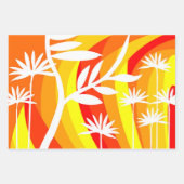 Feuille De Papier Cadeau Botanique orange et blanche (Devant)