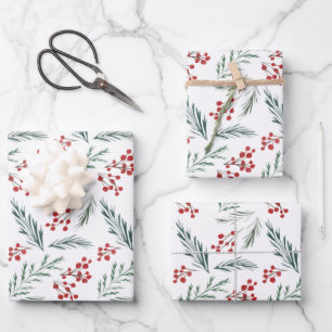 Feuille De Papier Cadeau Botaniques d'hiver Elégant vacances