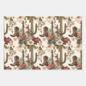 Feuille De Papier Cadeau Bottes Et Cactus (Devant 3)