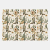 Feuille De Papier Cadeau Bottes Et Cactus (Devant)
