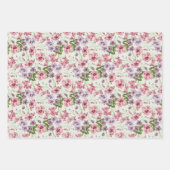 Feuille De Papier Cadeau Boucles de fleurs sauvages rose pastel (Devant)