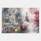 Feuille De Papier Cadeau Bouddha de découpage, Lapin de fille, Dandelions, (Devant 3)