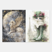 Feuille De Papier Cadeau Bouddha de découpage, Lapin de fille, Dandelions, (Devant)