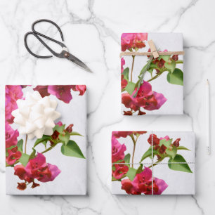 Feuille De Papier Cadeau Bougainvilliers Floral Méditerranée Grecque