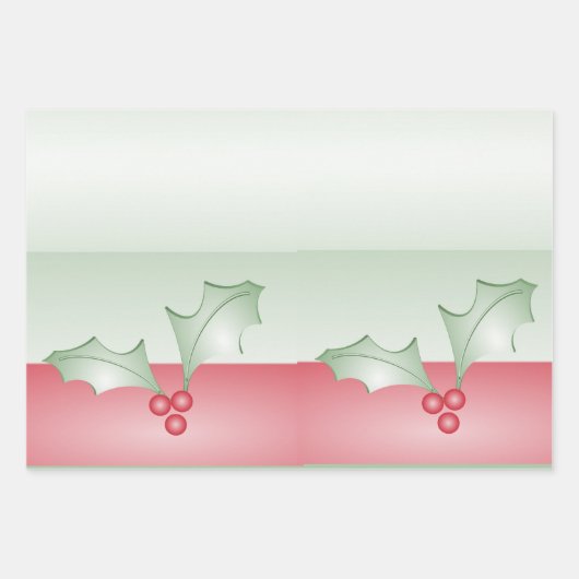 Feuille De Papier Cadeau Bouges de rose verte Holly (Devant 3)