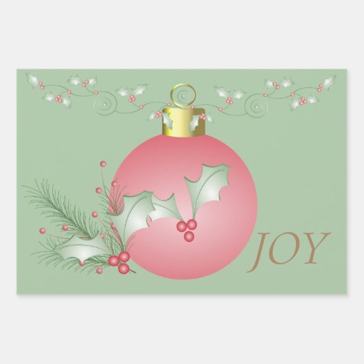 Feuille De Papier Cadeau Bouges de rose verte Holly (Devant)