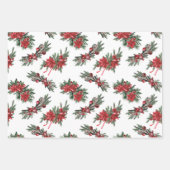 Feuille De Papier Cadeau Boughs de Noël à l'aquarelle rouge (Devant 2)