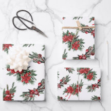Boughs de Noël à l'aquarelle rouge