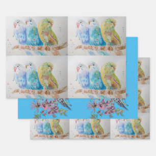 Feuille De Papier Cadeau Bougie d'art Floral Oiseau bleu floral Aquarelle