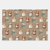 Feuille De Papier Cadeau Bougies de Noël Rustique Kraft (Devant 3)