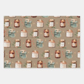 Feuille De Papier Cadeau Bougies de Noël Rustique Kraft (Devant 2)