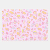 Feuille De Papier Cadeau Boulangerie douce et boissons rose (Devant 3)