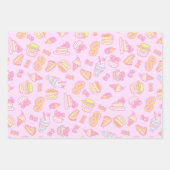 Feuille De Papier Cadeau Boulangerie douce et boissons rose (Devant 2)