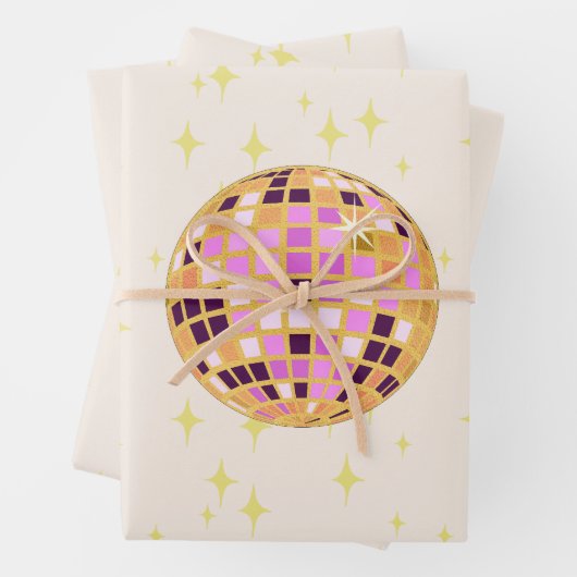 Feuille De Papier Cadeau Boule Disco Rétro Moderne (En situation)