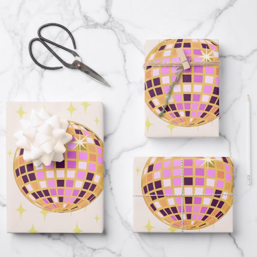 Feuille De Papier Cadeau Boule Disco Rétro Moderne (Recto)