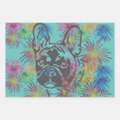 Feuille De Papier Cadeau Bouledogue français feu d'artifice French Bulldog (Devant)