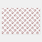 Feuille De Papier Cadeau boules de football blanc marron coordination ensem (Devant 3)