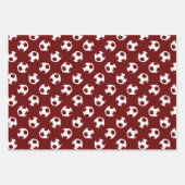 Feuille De Papier Cadeau boules de football blanc marron coordination ensem (Devant 2)