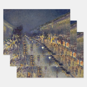 Feuille De Papier Cadeau Boulevard Montmartre à Night Pissarro