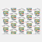 Feuille De Papier Cadeau Bounce House Jumping Castle Ball Nom des enfants (Devant 2)