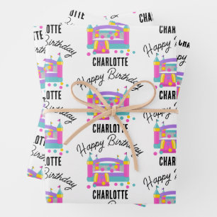 Feuille De Papier Cadeau Bounce House Jumping Castle Girls Anniversaire