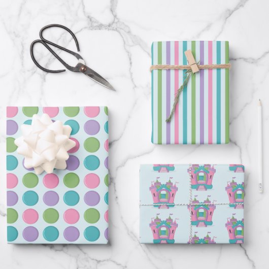 Feuille De Papier Cadeau Bounce House Party (Recto)