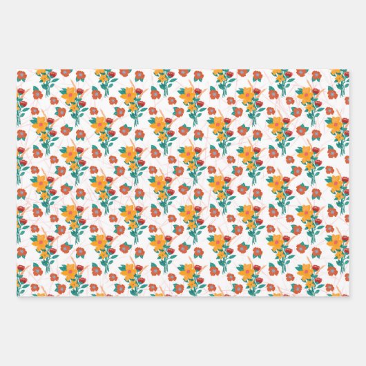 Feuille De Papier Cadeau Bouquet de fleurs (Devant 3)