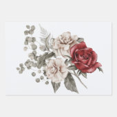 Feuille De Papier Cadeau Bouquet de fleurs de crème et de rose rouge (Devant)