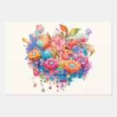 Feuille De Papier Cadeau Bouquet de fleurs d'été Whimsical Boho (Devant 3)