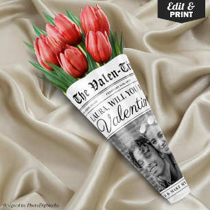 Feuille De Papier Cadeau Bouquet de fleurs éditable Valentines Day