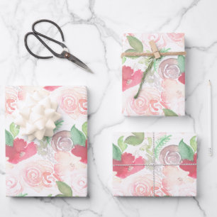 Feuille De Papier Cadeau Bouquet de mariage aux florales à l'aquarelle Pein