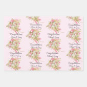 Feuille De Papier Cadeau Bouquet de mariage de fleurs Ajouter des noms 3 Ca (Devant 3)