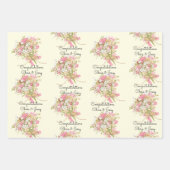 Feuille De Papier Cadeau Bouquet de mariage de fleurs Ajouter des noms 3 Ca (Devant 2)