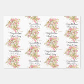 Feuille De Papier Cadeau Bouquet de mariage de fleurs Ajouter des noms 3 Ca (Devant)