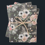 Feuille De Papier Cadeau Bouquet Élégant d'Eucalyptus<br><div class="desc">Feuilles d'eucalyptus élégantes,  fleurs d'anémone,  roses,  hortensias et fougères,  ce papier d'emballage est parfait pour toutes les occasions de cadeaux - parfait pour les mariages,  les douches de mariée,  les anniversaires et les douches de bébé.</div>